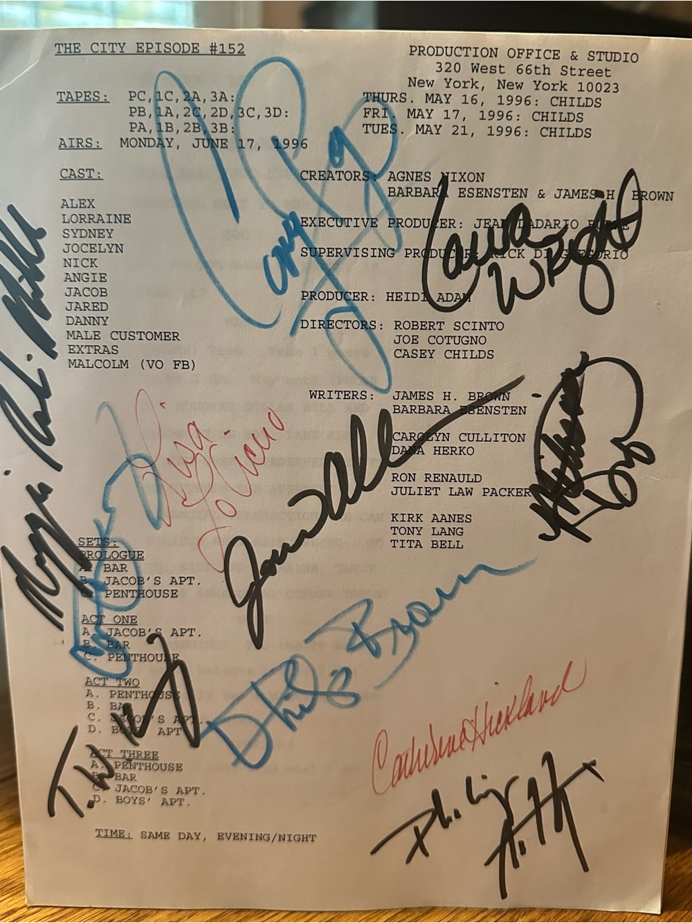 Signed TV Script Page with Multicolor Autographs - Picture 2 of 3